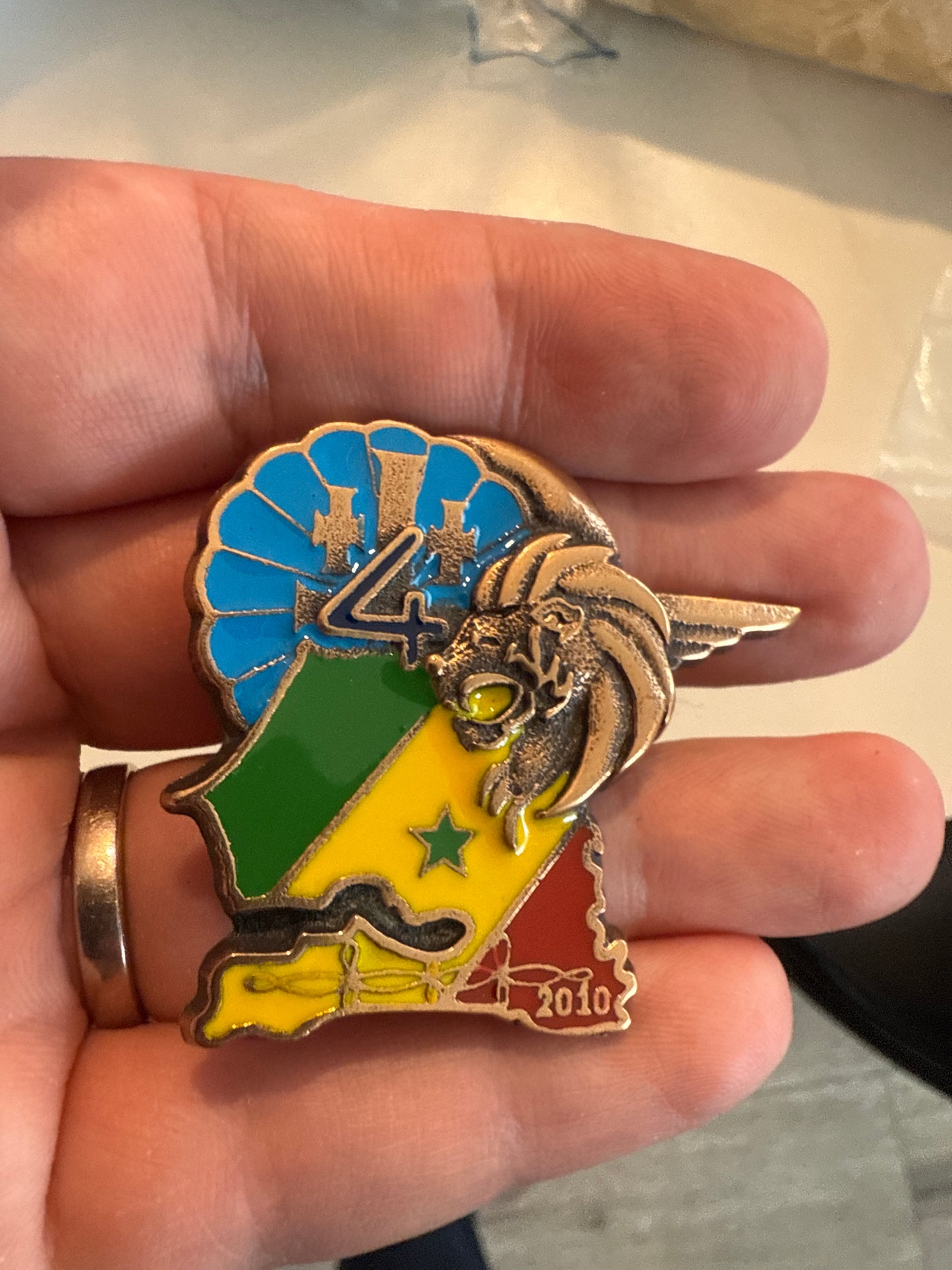 Insigne numéroté bronze massif - 1er RHP - 4ème escadron - Sénégal 2010