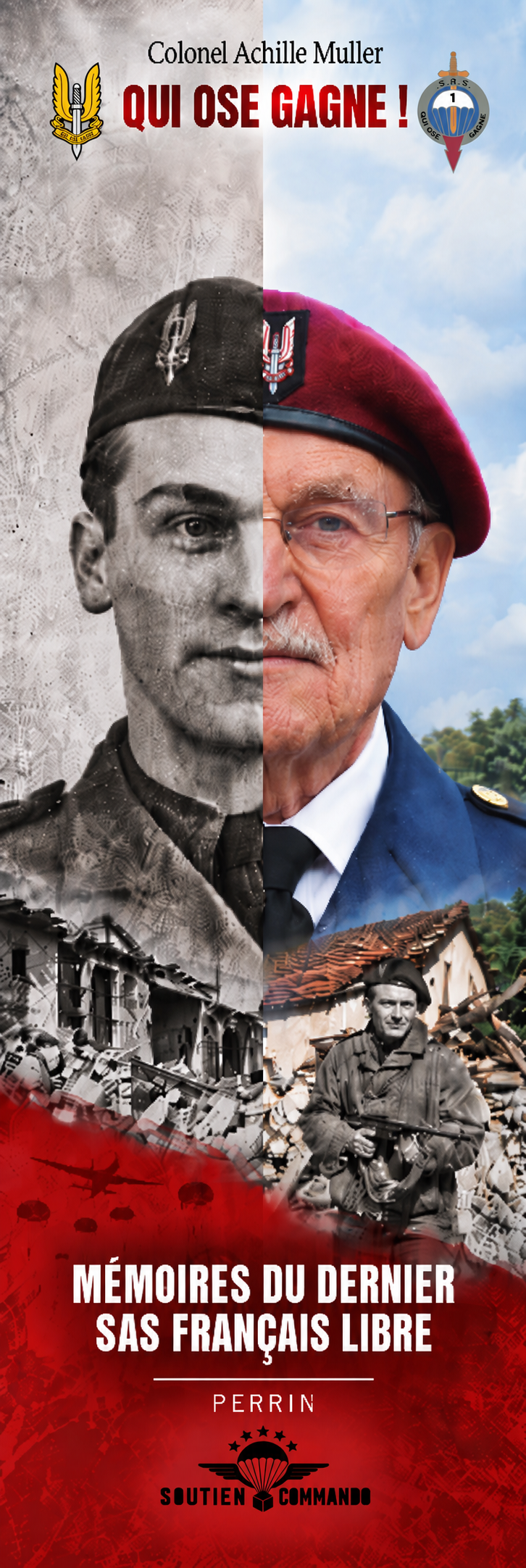 Livre QUI OSE GAGNE ! Biographie du colonel Achille Muller + marque page OFFERT