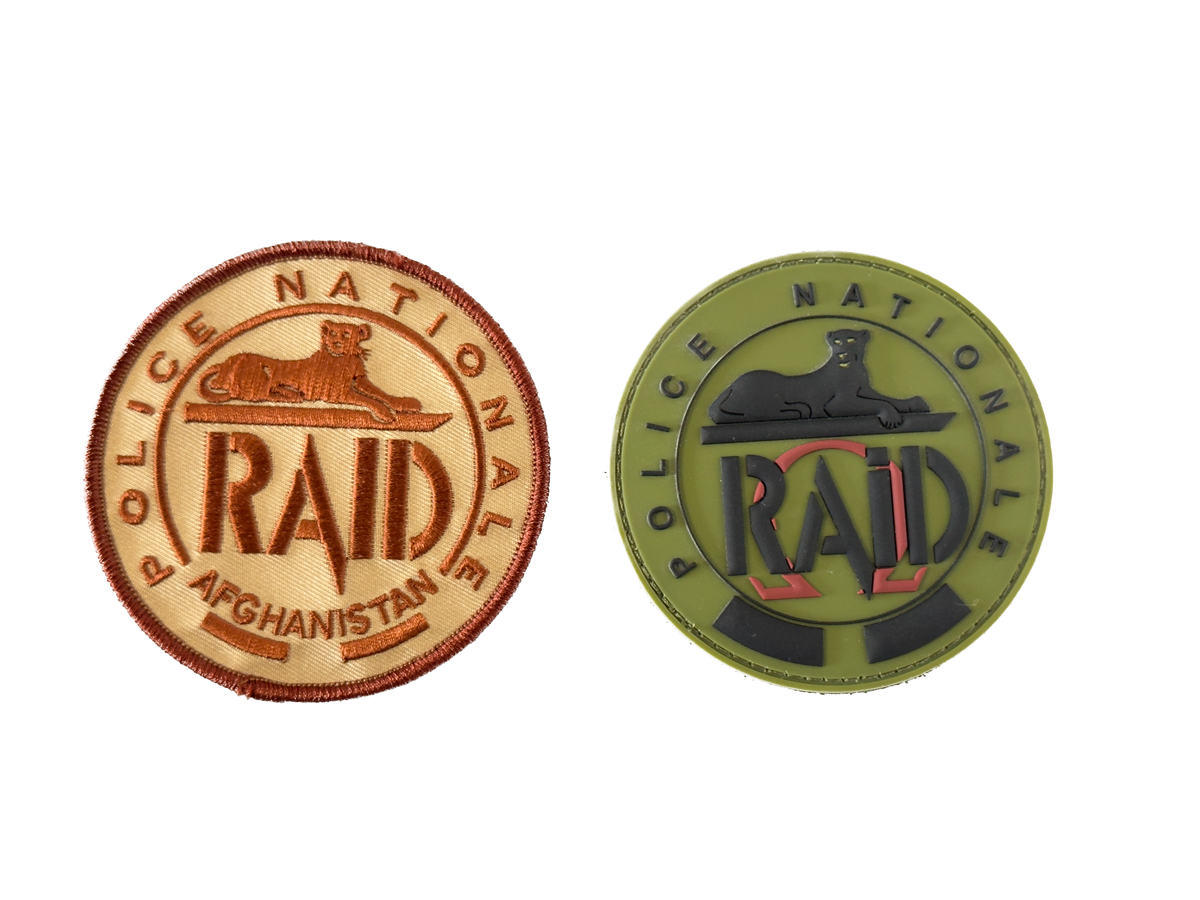 PACK 2 Official RAID patches (green PVC OMEGA & embroidered AFGHANISTAN)