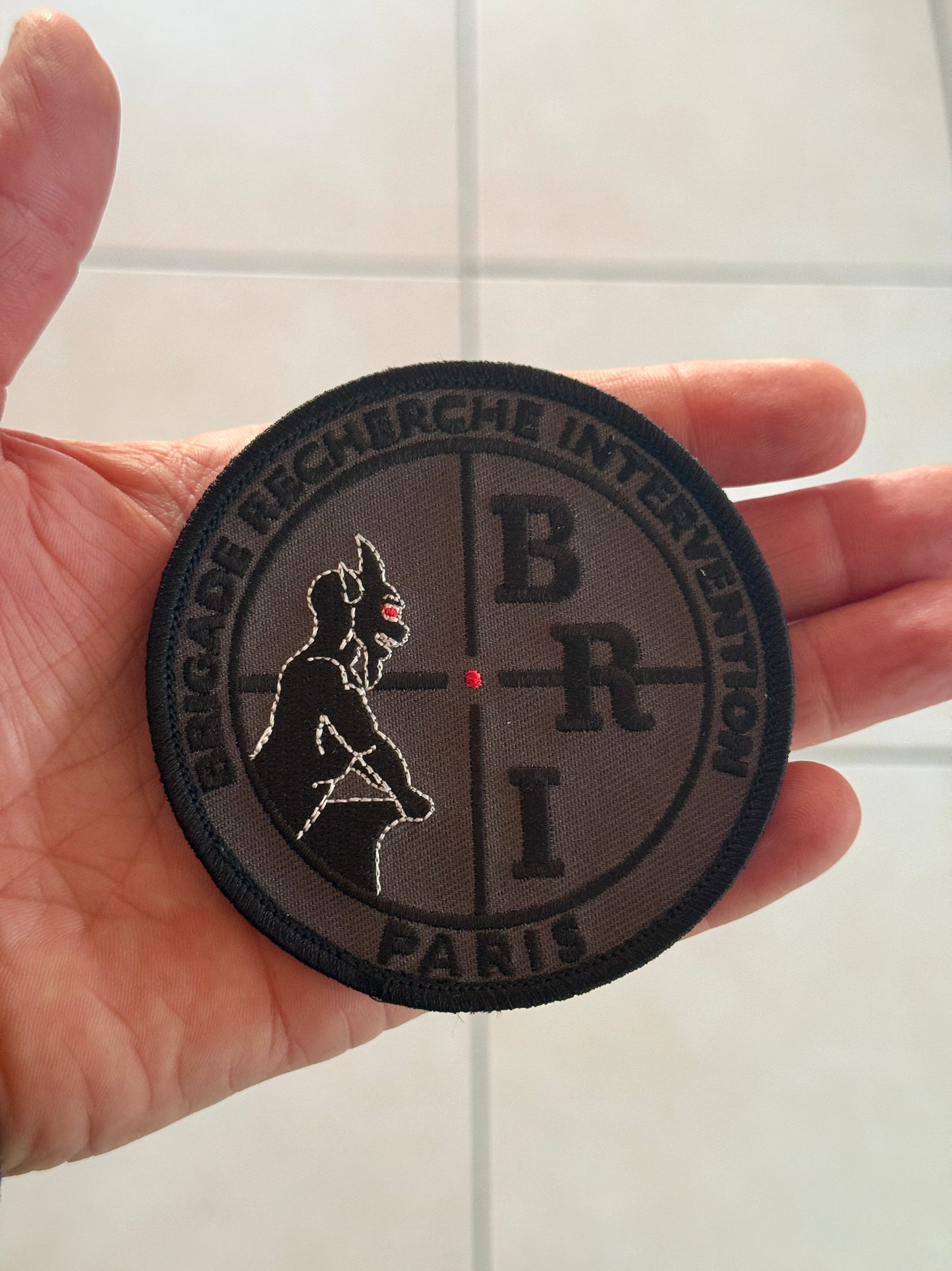 Patch officiel BRI brodé Gris/Noir