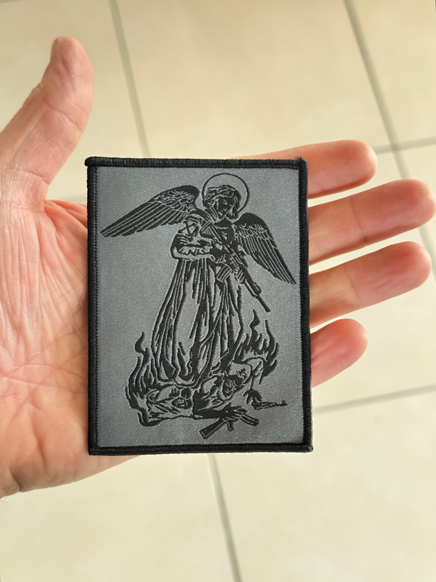 Patch Archange Saint-Michel Gris/Noir