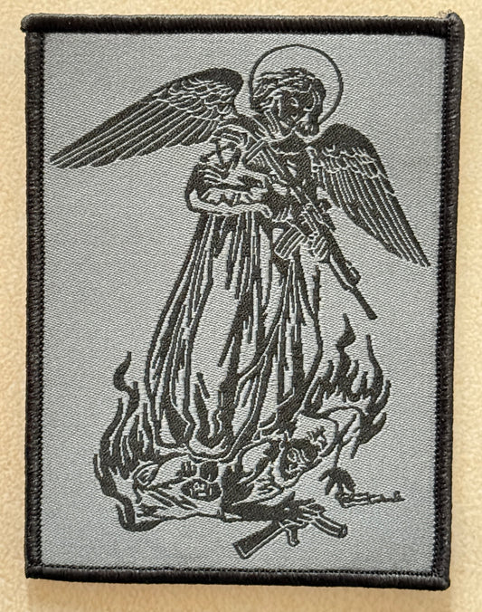 Patch Archange Saint-Michel tissu Gris/Noir