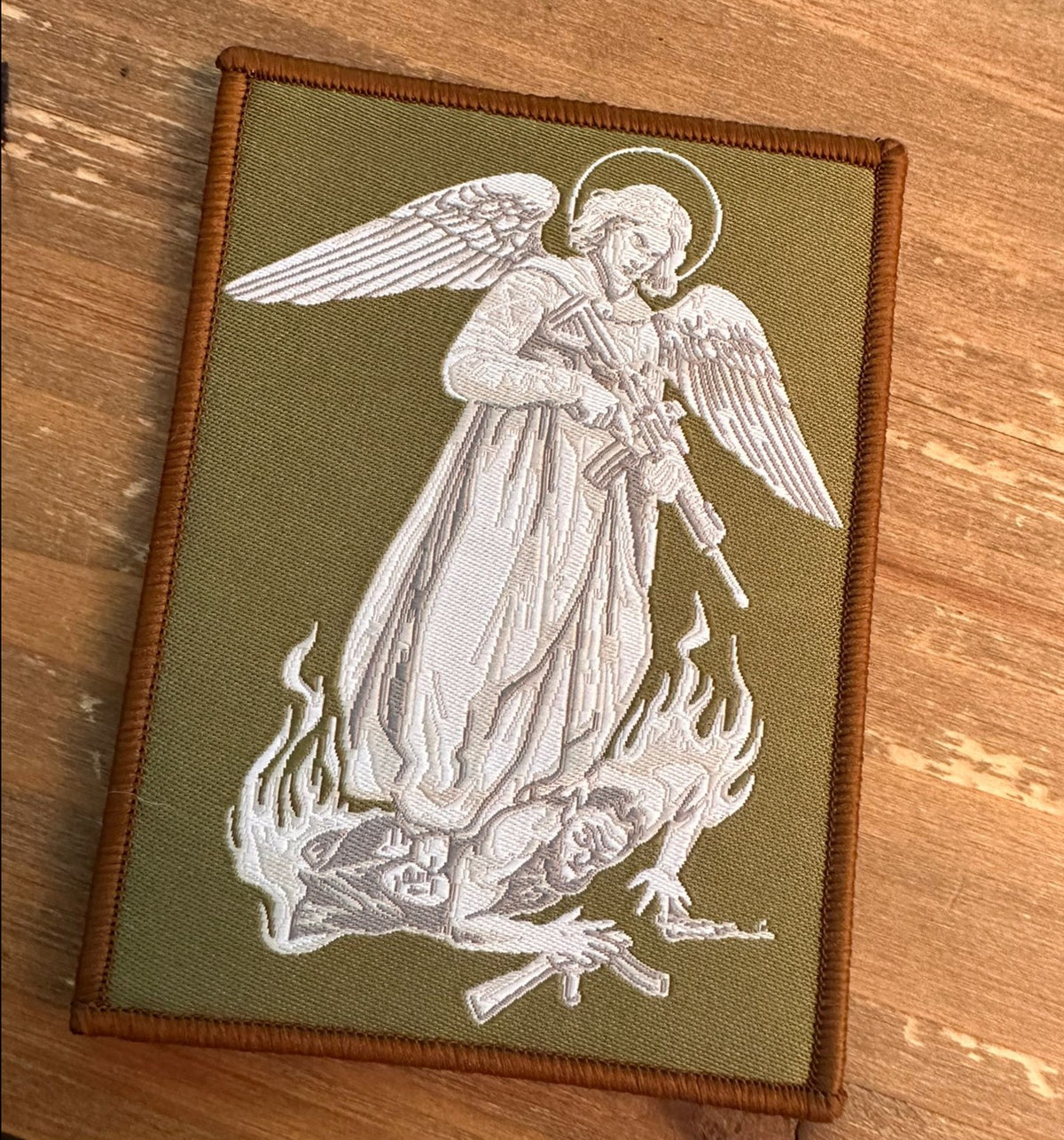 Patch Archange Saint-Michel tissu Kaki