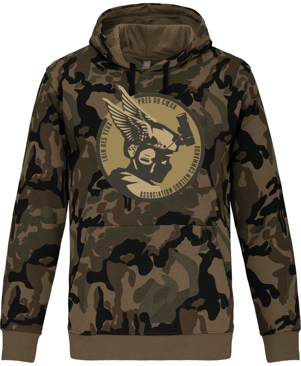 Sweat Shirt a Capuche Homme Camouflage Gaulois Soutien Commando