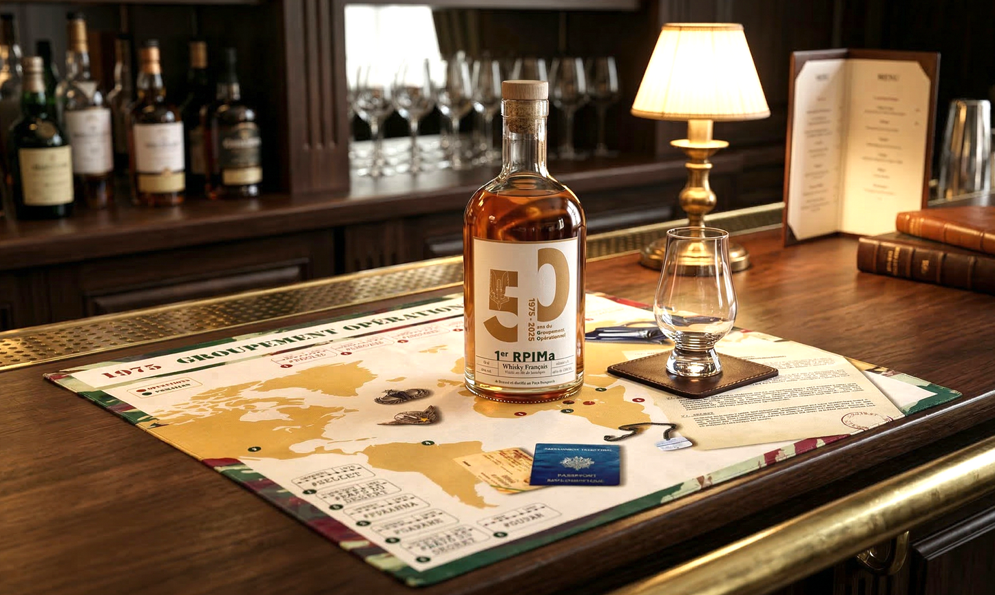Bouteille Whisky Français (50cl) 1er Rpima - Cuvée 50 ans du Groupement opérationnel.