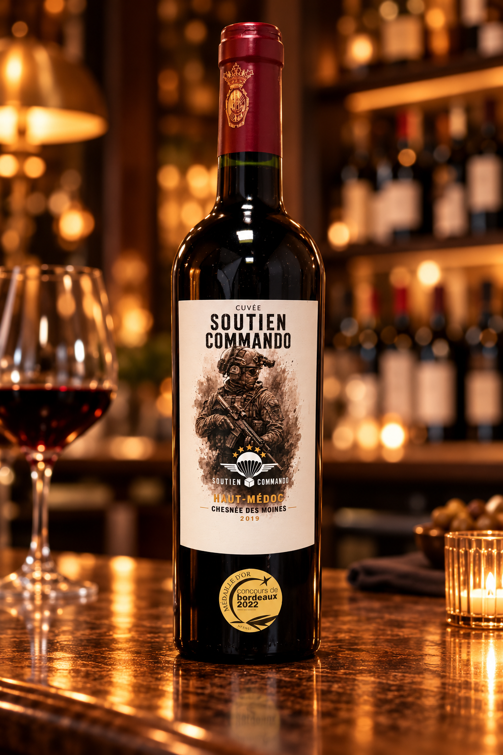 Bouteille de vin cuvée caritative Soutien Commando Haut Médoc (médaillé 2022)