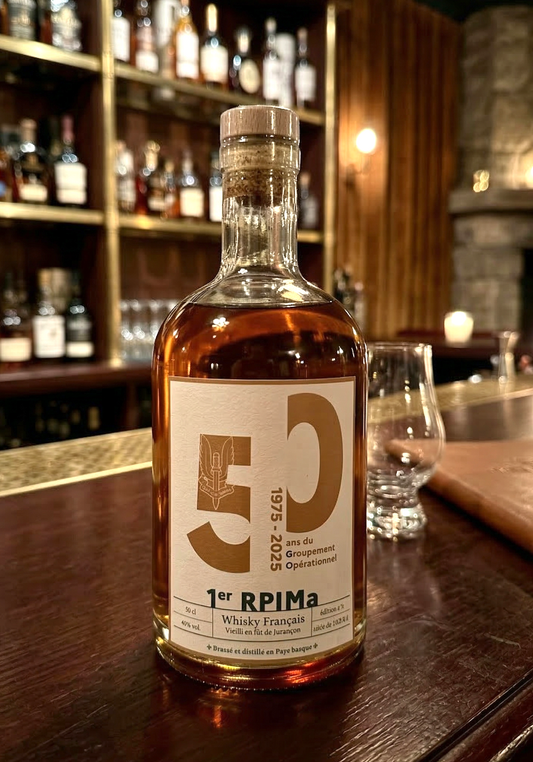 Bouteille Whisky Français (50cl) 1er Rpima - Cuvée 50 ans du Groupement opérationnel.
