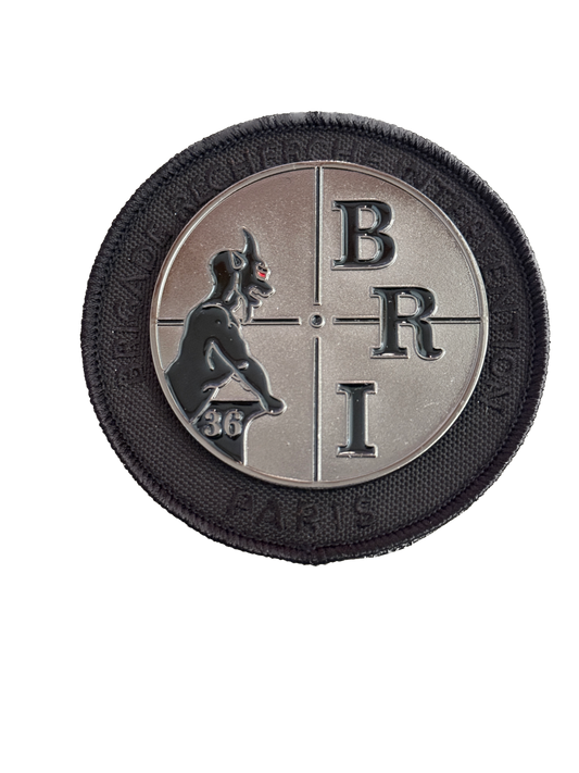 Nouveau Patch officiel BRI "Prestige" Métal et tissu brodé noir.