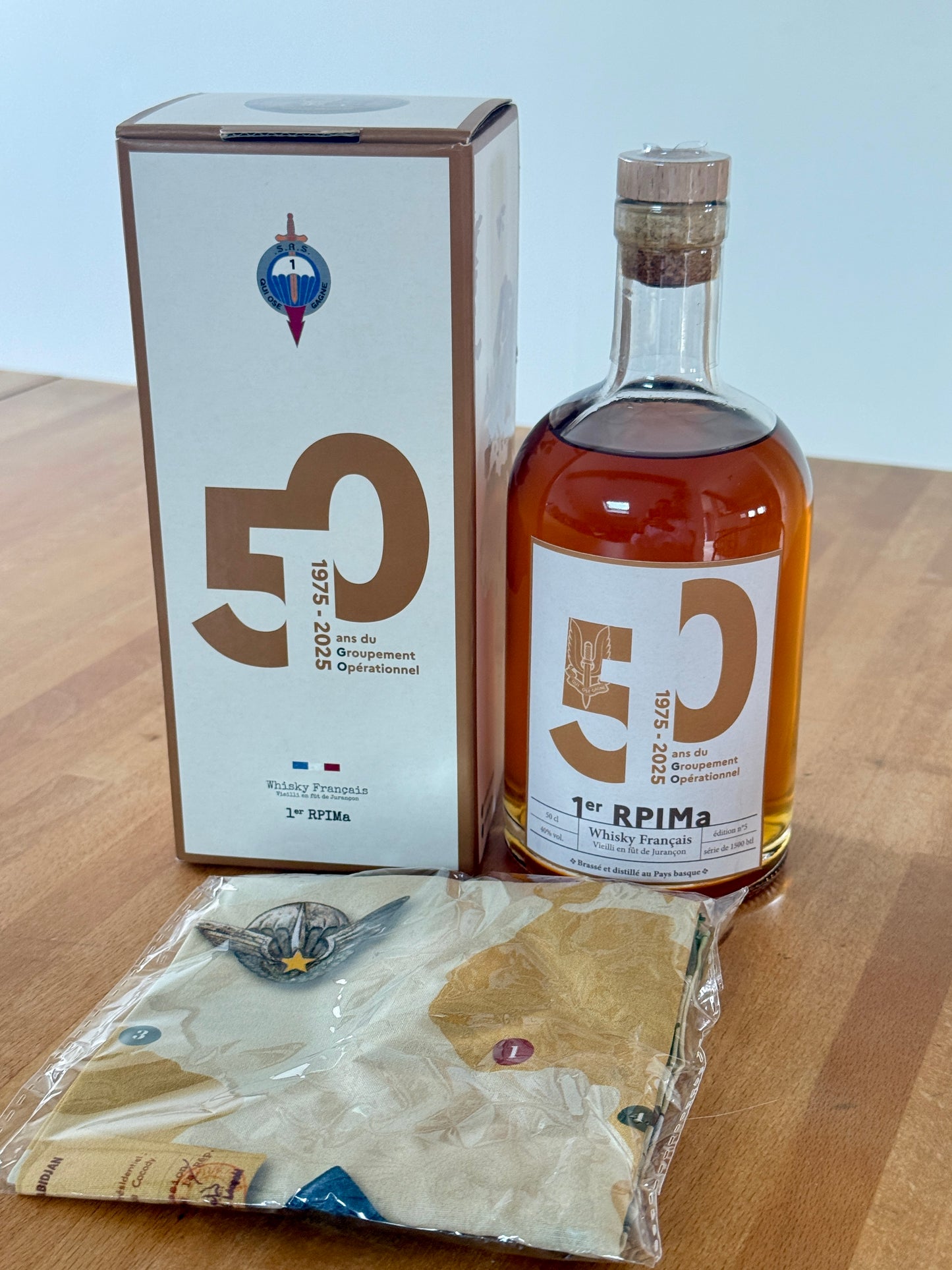 Bouteille Whisky Français (50cl) 1er Rpima - Cuvée 50 ans du Groupement opérationnel.