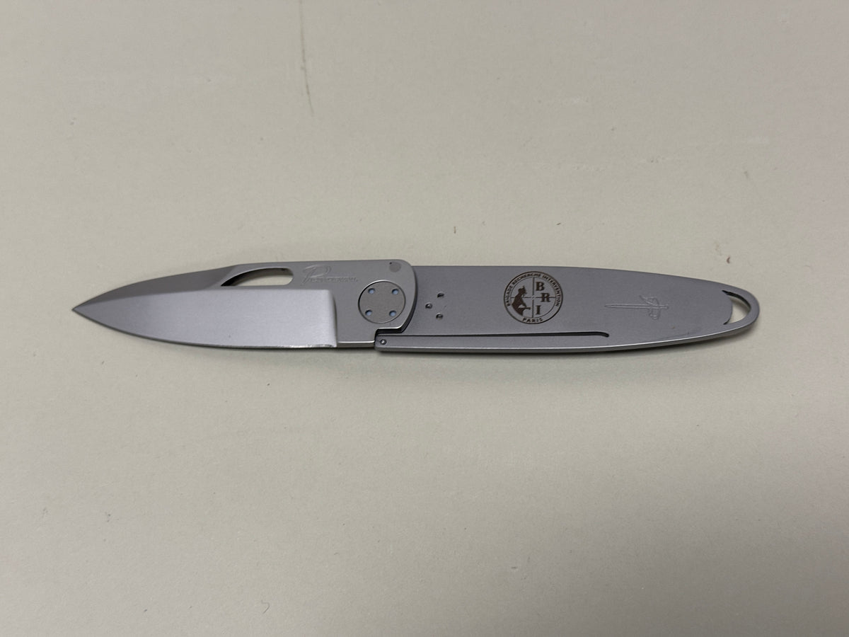 Couteau T45 extra-plat et léger Perceval (fabriqué en France) gravé BRI