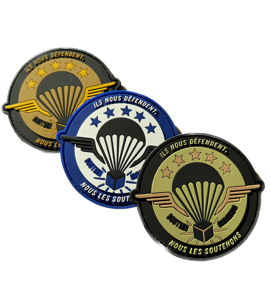PACK 3 Patch PVC Soutien commando (Bleu, Kaki et Sable)
