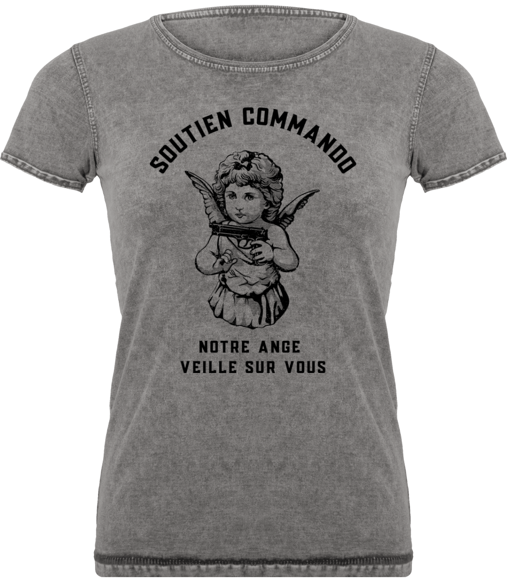 T-Shirt Délavé Femme - Ange Soutien Commando