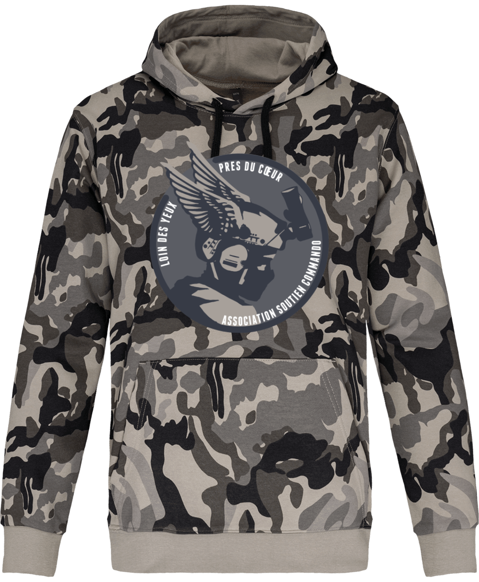 Sweat Shirt à Capuche Homme Camouflage gris Gaulois